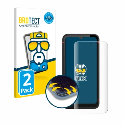 Front side of a product packaging with the brand logo BROTECT. Next to it is the device Gigaset GX4 Pro shown with the corresp