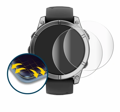 Image of the device Garmin Fenix E with a wide variety of screen protectors.