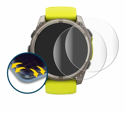 Image of the device Garmin Fenix 8 Solar (51 mm) with a wide variety of screen protectors.