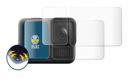 Image of the device GoPro Hero 13 Black with a wide variety of screen protectors.