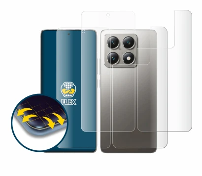 Image of the device Xiaomi 14T Pro (Front+Back) with a wide variety of screen protectors.