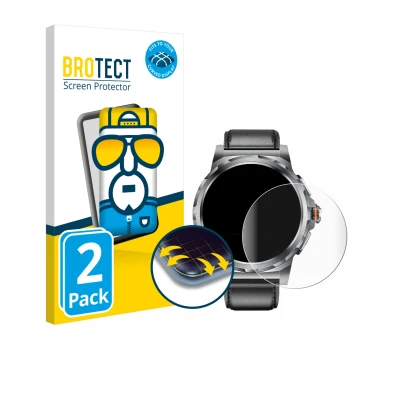 Front side of a product packaging with the brand logo BROTECT. Next to it is the device LIGE SML6-R-E 1.43" shown with the cor