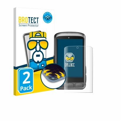 Front side of a product packaging with the brand logo BROTECT. Next to it is the device Wahoo Elemnt ACE shown with the corres
