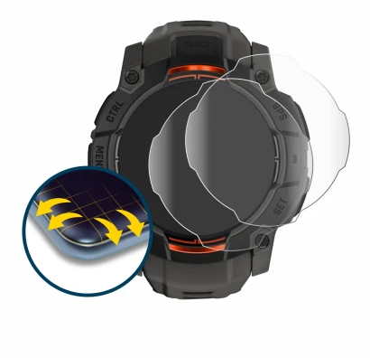 Image of the device Garmin Instinct 3 Solar (50 mm) with a wide variety of screen protectors.
