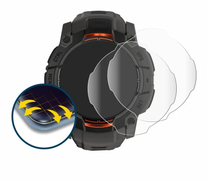 Image of the device Garmin Instinct 3 Solar (45 mm) with a wide variety of screen protectors.