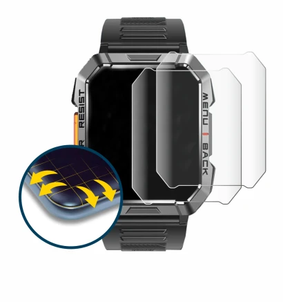 Image of the device Iowodo W60 2" with a wide variety of screen protectors.