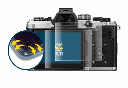 Image of the device OM System OM-3 with a wide variety of screen protectors.