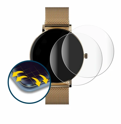 Image of the device ZenWatch Venice Pro with a wide variety of screen protectors.