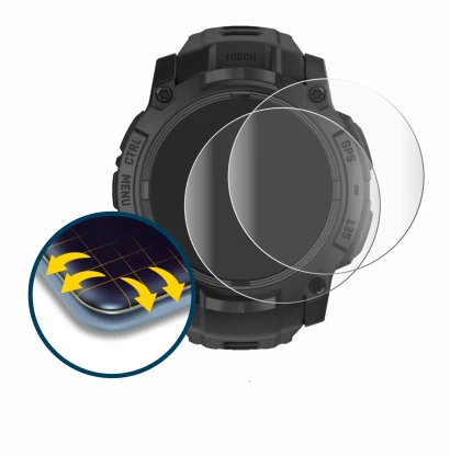Image of the device Garmin Instinct 3 Tactical AMOLED Edition (50 mm) with a wide variety of screen protectors.