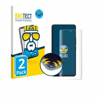 Front side of a product packaging with the brand logo BROTECT. Next to it is the device ASUS ROG Phone 9 Pro Edition shown wit