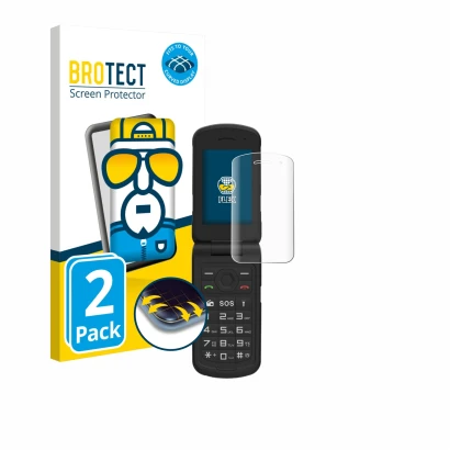 Front side of a product packaging with the brand logo BROTECT. Next to it is the device AGM M10 shown with the corresponding s