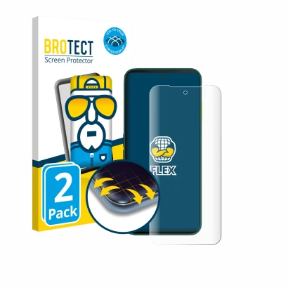 Front side of a product packaging with the brand logo BROTECT. Next to it is the device Fairphone 6 shown with the correspondi