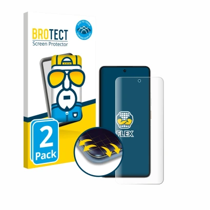 Front side of a product packaging with the brand logo BROTECT. Next to it is the device realme P3 5G shown with the correspond