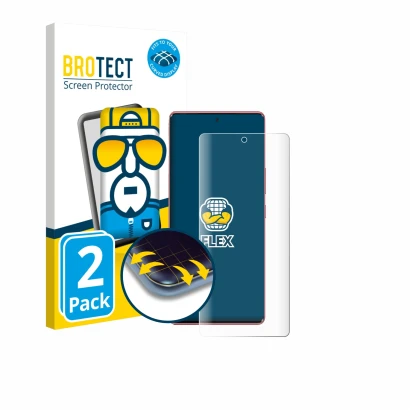 Front side of a product packaging with the brand logo BROTECT. Next to it is the device Infinix Note 50s shown with the corres