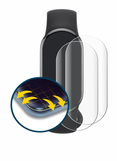 Image of the device Xiaomi Smart Band 10 with a wide variety of screen protectors.