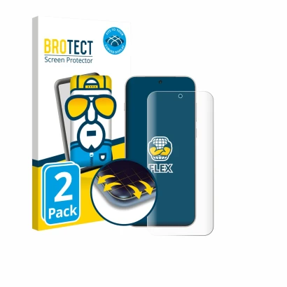 Front side of a product packaging with the brand logo BROTECT. Next to it is the device OnePlus 15 shown with the correspondin