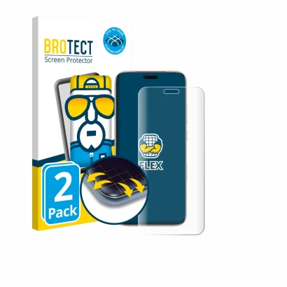Front side of a product packaging with the brand logo BROTECT. Next to it is the device Honor Magic 8 Pro shown with the corre