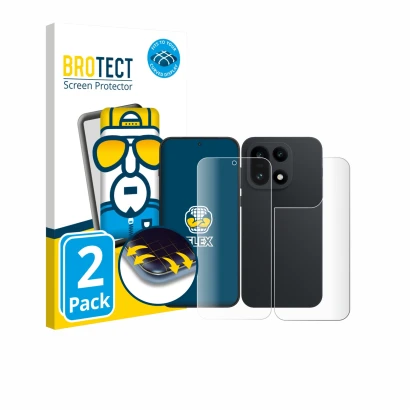 Front side of a product packaging with the brand logo BROTECT. Next to it is the device OnePlus 15 (Front+Back) shown with the