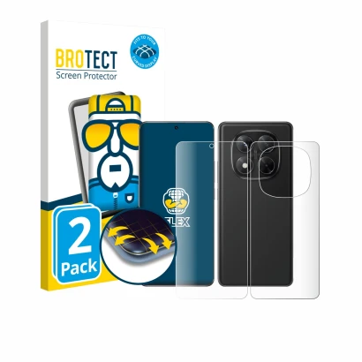 Front side of a product packaging with the brand logo BROTECT. Next to it is the device Xiaomi Redmi Note 14 Pro 4G (Front+Bac