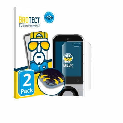 Front side of a product packaging with the brand logo BROTECT. Next to it is the device Sofabaton X2 shown with the correspond