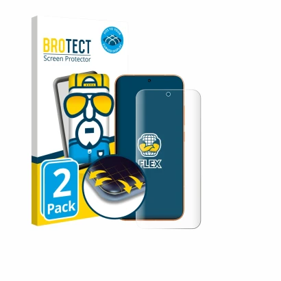 Front side of a product packaging with the brand logo BROTECT. Next to it is the device Honor Magic 8 Pro Lite shown with the 