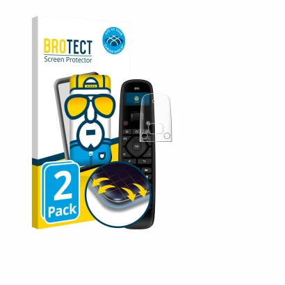 Front side of a product packaging with the brand logo BROTECT. Next to it is the device Sofabaton U2 shown with the correspond