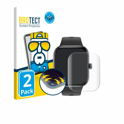 Front side of a product packaging with the brand logo BROTECT. Next to it is the device Honor Choice InFoWear Watch 2 Pro show