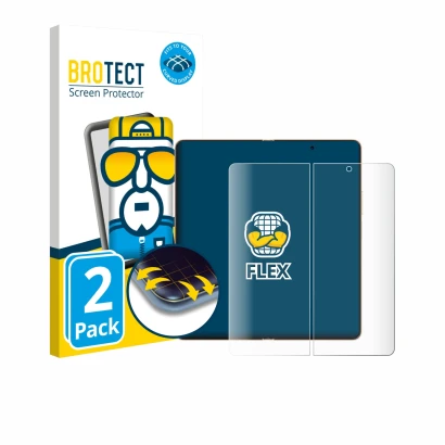 Front side of a product packaging with the brand logo BROTECT. Next to it is the device Honor Magic V6 (Inner display) shown w