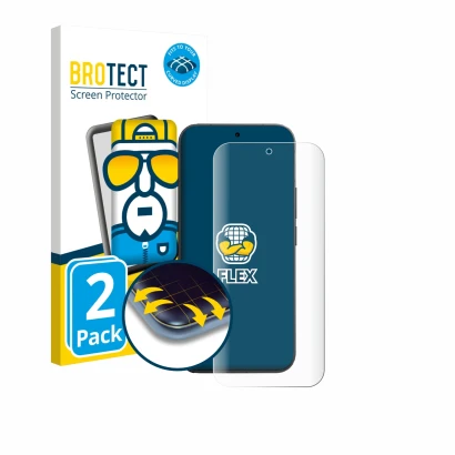 Front side of a product packaging with the brand logo BROTECT. Next to it is the device Vivo V70 shown with the corresponding