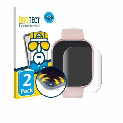 Front side of a product packaging with the brand logo BROTECT. Next to it is the device Doomixs Smartwatch T7 1.83" shown with
