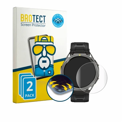 Front side of a product packaging with the brand logo BROTECT. Next to it is the device Cubot GT5 shown with the corresponding