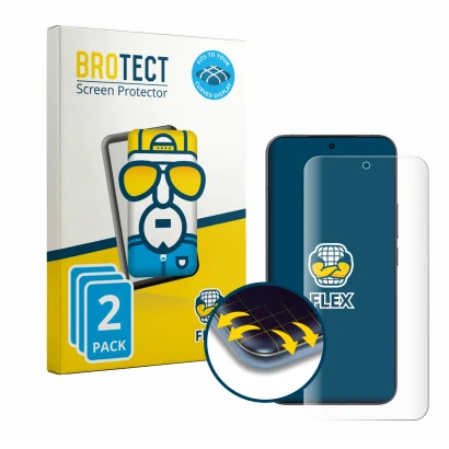 Front side of a product packaging with the brand logo BROTECT. Next to it is the device Xiaomi 17T Pro shown with the correspo