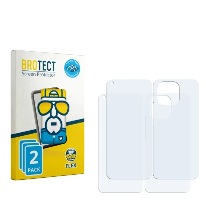Front side of a product packaging with the brand logo BROTECT. Next to it is the corresponding screen protector.