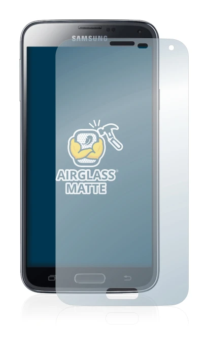Image of the device Samsung Galaxy S5 with a wide variety of screen protectors.