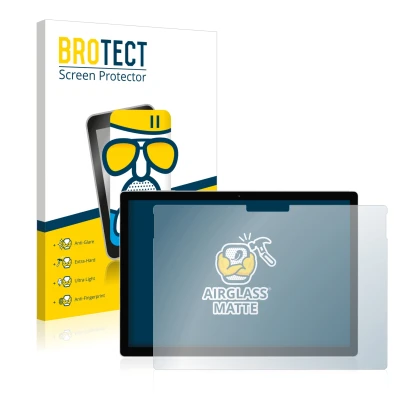 Front side of a product packaging with the brand logo BROTECT. Next to it is the device Microsoft Surface Book 2 13.5" shown w