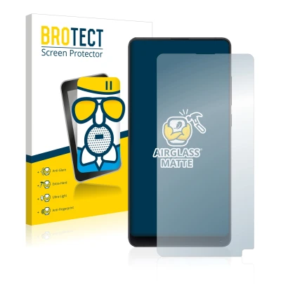 Front side of a product packaging with the brand logo BROTECT. Next to it is the device Xiaomi Mi Mix 2S shown with the corres