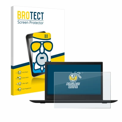 Front side of a product packaging with the brand logo BROTECT. Next to it is the device Lenovo ThinkPad X1 Yoga (3th Gen.) sho