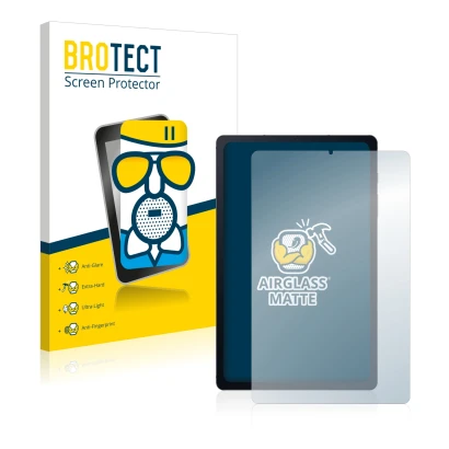 Front side of a product packaging with the brand logo BROTECT. Next to it is the device Samsung Galaxy Tab S6 Lite 2020 shown 