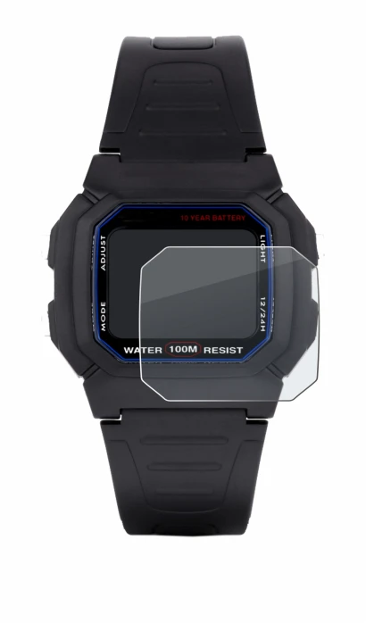 Image of the device Casio W-800H-1AVES with a wide variety of screen protectors.