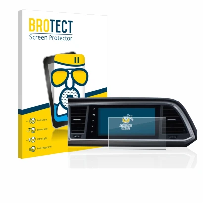 Front side of a product packaging with the brand logo BROTECT. Next to it is the device Seat Ateca Style Go 2020 Infotainment 