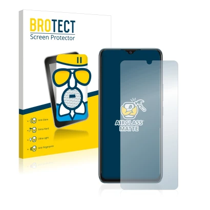 Front side of a product packaging with the brand logo BROTECT. Next to it is the device Vivo Y70 shown with the corresponding 