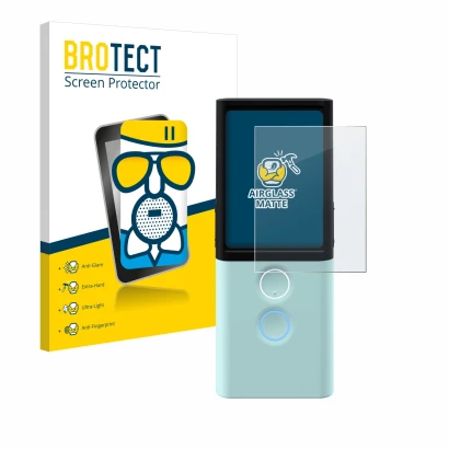 Front side of a product packaging with the brand logo BROTECT. Next to it is the device Vasco Translator M3 shown with the cor