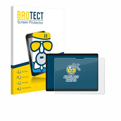 Front side of a product packaging with the brand logo BROTECT. Next to it is the device Dell Latitude 7320 Detachable shown wi