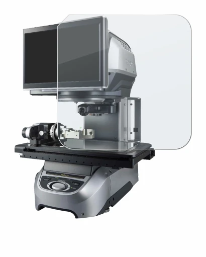 Image of the device Keyence IM-7020 Glass plate with a wide variety of screen protectors.