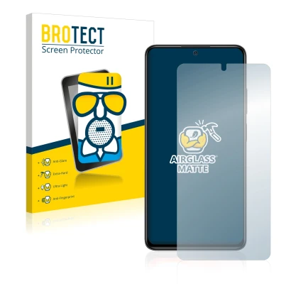 Front side of a product packaging with the brand logo BROTECT. Next to it is the device Xiaomi Redmi Note 11 Pro shown with th