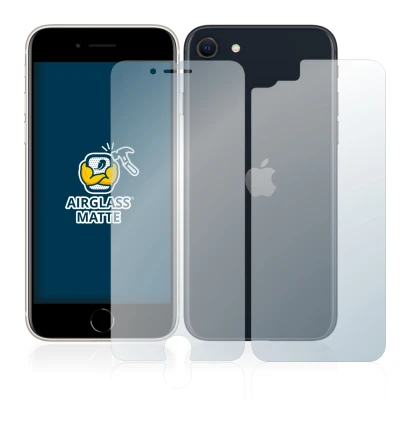 Image of the device Apple iPhone SE 3 2022 (Front+Back) with a wide variety of screen protectors.
