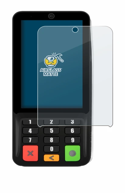 Image of the device Pax A35 with a wide variety of screen protectors.