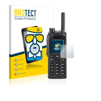 Front side of a product packaging with the brand logo BROTECT. Next to it is the device Motorola MTP850 shown with the corresp