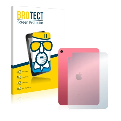 Front side of a product packaging with the brand logo BROTECT. Next to it is the device Apple iPad 10.9