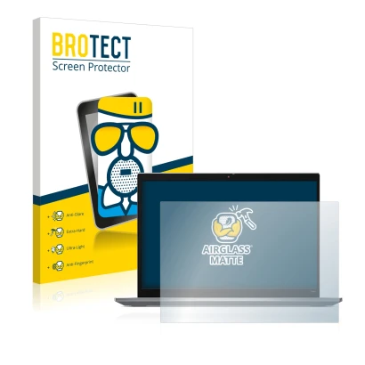 Front side of a product packaging with the brand logo BROTECT. Next to it is the device Lenovo ThinkPad T14s Gen 3 shown with 